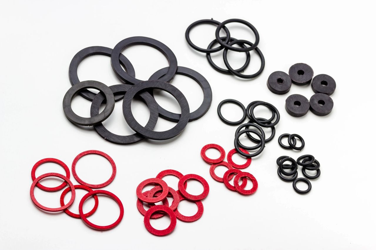 small black and red gaskets